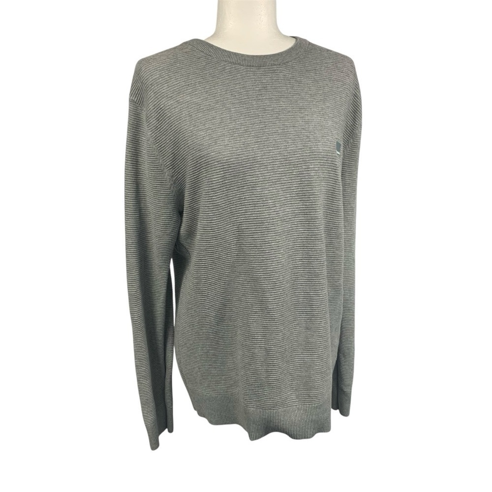 Bench Sweater Fine Ribbed Knit 100%Cotton Crewneck Pullover Sporty Preppy Grey S - Picture 4 of 11